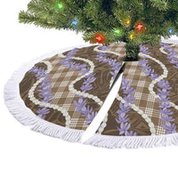 Brown Hawaii Palaka Honohono Pikake Tree Skirt Hawaiian Orchid Lei Polynesian Pattern - Polynesian Pride