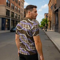 Brown Hawaii Palaka Honohono Pikake Zipper Polo Shirt Hawaiian Orchid Lei Polynesian Pattern LT14 - Polynesian Pride