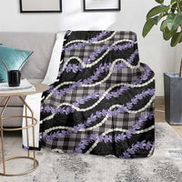 Black Hawaii Palaka Honohono Pikake Blanket Hawaiian Orchid Lei Polynesian Pattern - Polynesian Pride