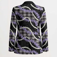 Black Hawaii Palaka Honohono Pikake Blazer Hawaiian Orchid Lei Polynesian Pattern - Polynesian Pride
