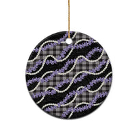 Black Hawaii Palaka Honohono Pikake Ceramic Ornament Hawaiian Orchid Lei Polynesian Pattern - Polynesian Pride