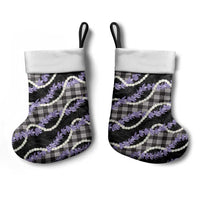 Black Hawaii Palaka Honohono Pikake Christmas Stocking Hawaiian Orchid Lei Polynesian Pattern - Polynesian Pride