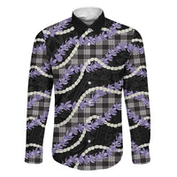 Black Hawaii Palaka Honohono Pikake Family Matching Long Sleeve Bodycon Dress and Hawaiian Shirt Hawaiian Orchid Lei Polynesian Pattern - Polynesian Pride