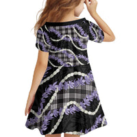 Black Hawaii Palaka Honohono Pikake Family Matching Off The Shoulder Long Sleeve Dress and Hawaiian Shirt Hawaiian Orchid Lei Polynesian Pattern - Polynesian Pride