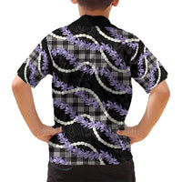 Black Hawaii Palaka Honohono Pikake Family Matching Off Shoulder Short Dress and Hawaiian Shirt Hawaiian Orchid Lei Polynesian Pattern - Polynesian Pride