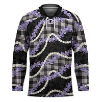 Black Hawaii Palaka Honohono Pikake Hockey Jersey Hawaiian Orchid Lei Polynesian Pattern LT14 Unisex Black - Polynesian Pride