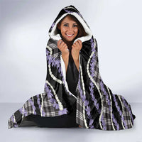 Black Hawaii Palaka Honohono Pikake Hooded Blanket Hawaiian Orchid Lei Polynesian Pattern - Polynesian Pride