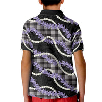 Black Hawaii Palaka Honohono Pikake Kid Polo Shirt Hawaiian Orchid Lei Polynesian Pattern - Polynesian Pride
