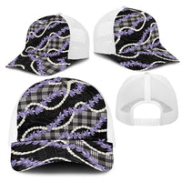 Black Hawaii Palaka Honohono Pikake Mesh Trucker Cap Hawaiian Orchid Lei Polynesian Pattern LT14 - Polynesian Pride