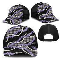 Black Hawaii Palaka Honohono Pikake Mesh Trucker Cap Hawaiian Orchid Lei Polynesian Pattern LT14 - Polynesian Pride