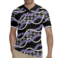 Black Hawaii Palaka Honohono Pikake Rugby Jersey Hawaiian Orchid Lei Polynesian Pattern LT14 - Polynesian Pride