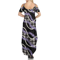 Black Hawaii Palaka Honohono Pikake Summer Maxi Dress Hawaiian Orchid Lei Polynesian Pattern LT14 - Polynesian Pride
