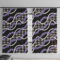 Black Hawaii Palaka Honohono Pikake Window Curtain Hawaiian Orchid Lei Polynesian Pattern - Polynesian Pride