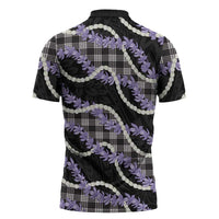 Black Hawaii Palaka Honohono Pikake Zipper Polo Shirt Hawaiian Orchid Lei Polynesian Pattern LT14 - Polynesian Pride