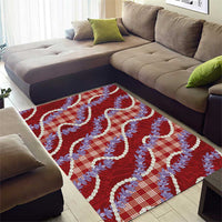Red Hawaii Palaka Honohono Pikake Area Rug Hawaiian Orchid Lei Polynesian Pattern - Polynesian Pride