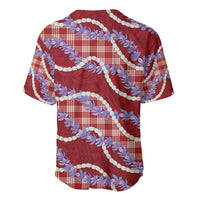 Red Hawaii Palaka Honohono Pikake Baseball Jersey Hawaiian Orchid Lei Polynesian Pattern LT14 - Polynesian Pride