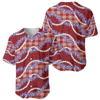 Red Hawaii Palaka Honohono Pikake Baseball Jersey Hawaiian Orchid Lei Polynesian Pattern LT14 - Polynesian Pride