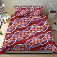 Red Hawaii Palaka Honohono Pikake Bedding Set Hawaiian Orchid Lei Polynesian Pattern - Polynesian Pride