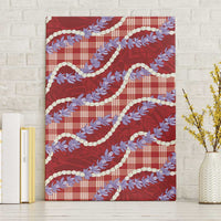Red Hawaii Palaka Honohono Pikake Canvas Wall Art Hawaiian Orchid Lei Polynesian Pattern - Polynesian Pride