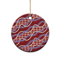 Red Hawaii Palaka Honohono Pikake Ceramic Ornament Hawaiian Orchid Lei Polynesian Pattern - Polynesian Pride