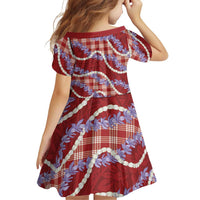 Red Hawaii Palaka Honohono Pikake Family Matching Long Sleeve Bodycon Dress and Hawaiian Shirt Hawaiian Orchid Lei Polynesian Pattern - Polynesian Pride
