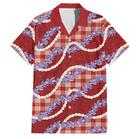 Red Hawaii Palaka Honohono Pikake Family Matching Mermaid Dress and Hawaiian Shirt Hawaiian Orchid Lei Polynesian Pattern - Polynesian Pride