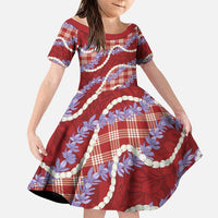 Red Hawaii Palaka Honohono Pikake Family Matching Tank Maxi Dress and Hawaiian Shirt Hawaiian Orchid Lei Polynesian Pattern - Polynesian Pride