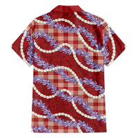 Red Hawaii Palaka Honohono Pikake Family Matching Tank Maxi Dress and Hawaiian Shirt Hawaiian Orchid Lei Polynesian Pattern - Polynesian Pride