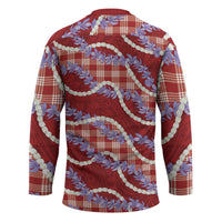 Red Hawaii Palaka Honohono Pikake Hockey Jersey Hawaiian Orchid Lei Polynesian Pattern LT14 - Polynesian Pride