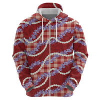 Red Hawaii Palaka Honohono Pikake Hoodie Hawaiian Orchid Lei Polynesian Pattern - Polynesian Pride