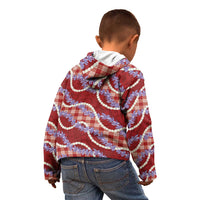 Red Hawaii Palaka Honohono Pikake Kid Hoodie Hawaiian Orchid Lei Polynesian Pattern - Polynesian Pride