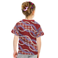 Red Hawaii Palaka Honohono Pikake Kid T Shirt Hawaiian Orchid Lei Polynesian Pattern - Polynesian Pride