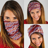 Red Hawaii Palaka Honohono Pikake Neck Gaiter Hawaiian Orchid Lei Polynesian Pattern - Polynesian Pride
