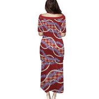 Red Hawaii Palaka Honohono Pikake Puletasi Hawaiian Orchid Lei Polynesian Pattern LT14 - Polynesian Pride
