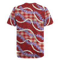 Red Hawaii Palaka Honohono Pikake Rugby Jersey Hawaiian Orchid Lei Polynesian Pattern LT14 - Polynesian Pride