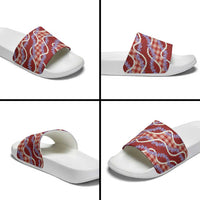 Red Hawaii Palaka Honohono Pikake Slide Sandals Hawaiian Orchid Lei Polynesian Pattern - Polynesian Pride