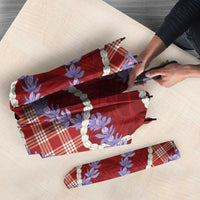 Red Hawaii Palaka Honohono Pikake Umbrella Hawaiian Orchid Lei Polynesian Pattern - Polynesian Pride