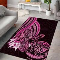 Pink Polynesia Easter Day Area Rug Eggs With Bunny Polynesian Pattern