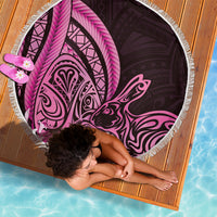 Pink Polynesia Easter Day Beach Blanket Eggs With Bunny Polynesian Pattern LT14 - Polynesian Pride