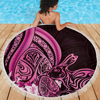 Pink Polynesia Easter Day Beach Blanket Eggs With Bunny Polynesian Pattern LT14 - Polynesian Pride