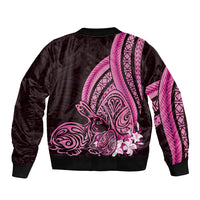 Pink Polynesia Easter Day Bomber Jacket Eggs With Bunny Polynesian Pattern LT14 - Polynesian Pride