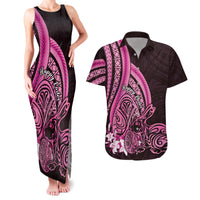 Pink Polynesia Easter Day Couples Matching Tank Maxi Dress and Hawaiian Shirt Eggs With Bunny Polynesian Pattern LT14 Pink - Polynesian Pride