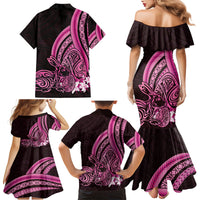 Pink Polynesia Easter Day Family Matching Mermaid Dress and Hawaiian Shirt Eggs With Bunny Polynesian Pattern LT14 - Polynesian Pride