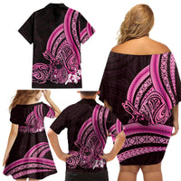 Pink Polynesia Easter Day Family Matching Off Shoulder Short Dress and Hawaiian Shirt Eggs With Bunny Polynesian Pattern LT14 - Polynesian Pride