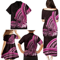 Pink Polynesia Easter Day Family Matching Puletasi and Hawaiian Shirt Eggs With Bunny Polynesian Pattern LT14 - Polynesian Pride