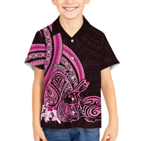 Pink Polynesia Easter Day Family Matching Puletasi and Hawaiian Shirt Eggs With Bunny Polynesian Pattern LT14 Son's Shirt Pink - Polynesian Pride
