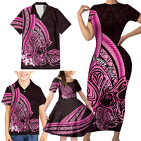 Pink Polynesia Easter Day Family Matching Short Sleeve Bodycon Dress and Hawaiian Shirt Eggs With Bunny Polynesian Pattern LT14 - Polynesian Pride
