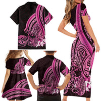Pink Polynesia Easter Day Family Matching Short Sleeve Bodycon Dress and Hawaiian Shirt Eggs With Bunny Polynesian Pattern LT14 - Polynesian Pride