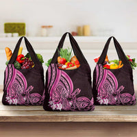 Pink Polynesia Easter Day Grocery Bag Eggs With Bunny Polynesian Pattern LT14 3-pack One Size Pink - Polynesian Pride