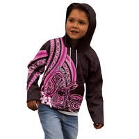 Pink Polynesia Easter Day Kid Hoodie Eggs With Bunny Polynesian Pattern